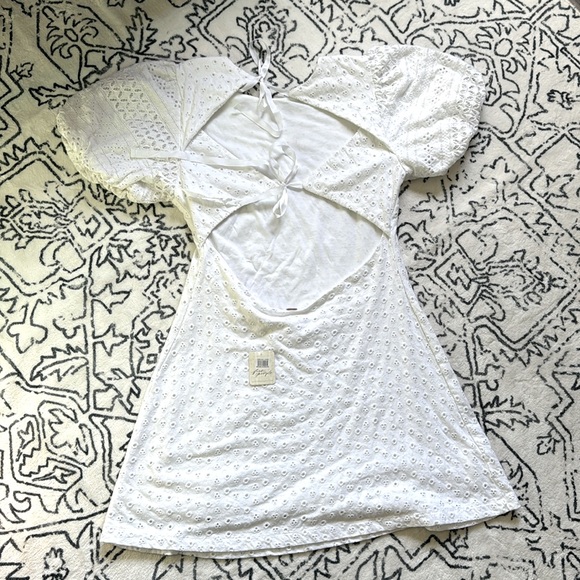 Free People White Tie Back Mini Dress - Picture 2 of 4